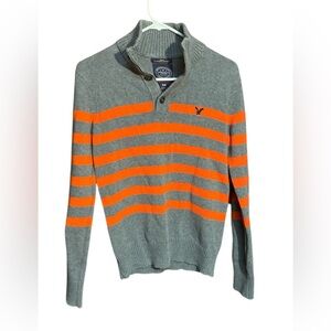 American Eagle Outfitters Gray and Orange Zip Up Sweater